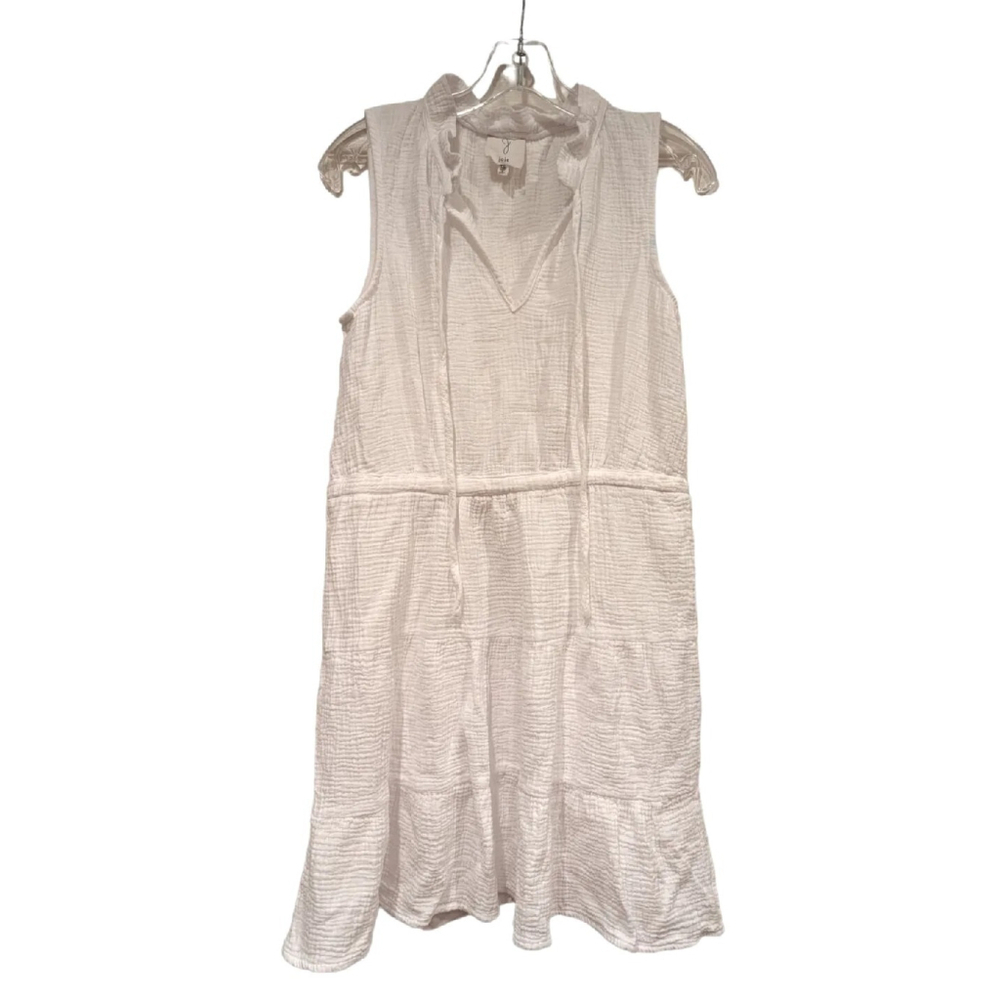 Joie Dress Womens XS White Gauzy Sleeveless Short Lined Dress Drawstring Waist